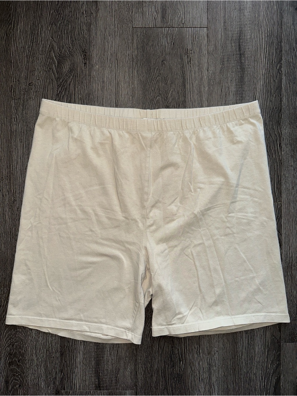 Women's Cream Athletic Shorts - Elastic Waistband